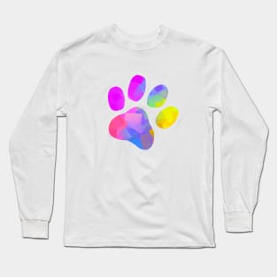 ABSTRACT Color Dog Paw Print Long Sleeve T-Shirt